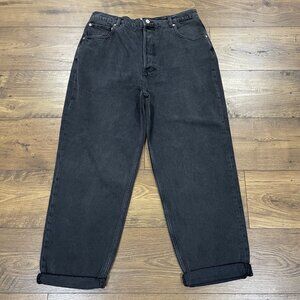 Triarchy Jeans Womens 31 Baggy Straight Ankle Crop Black Charcoal Wash Denim NWT